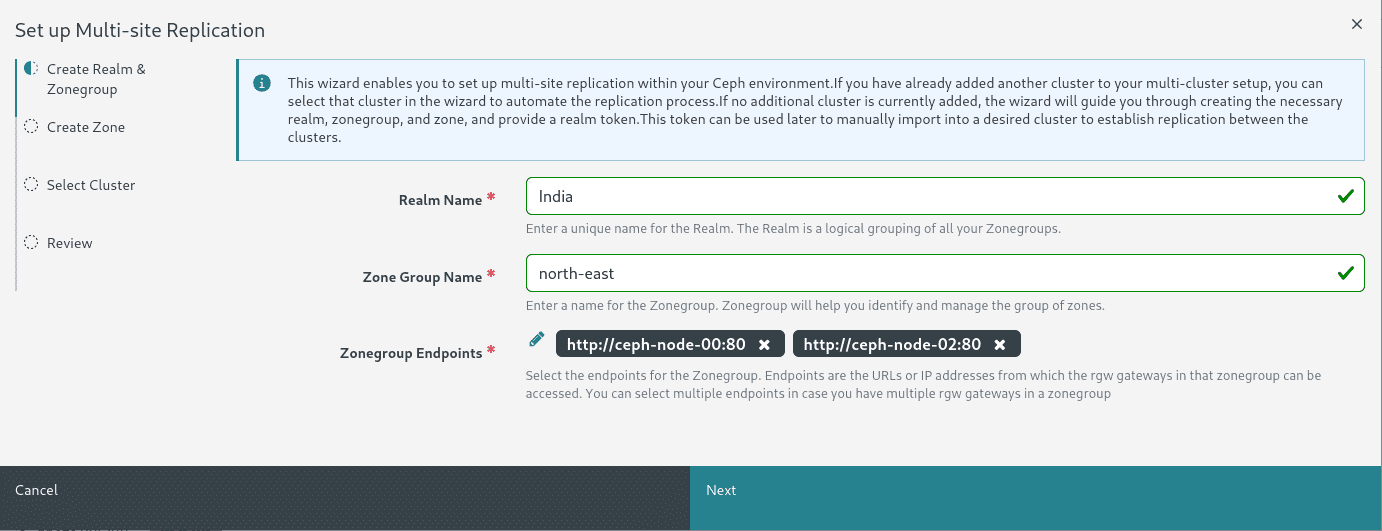 Step 1: Realm and Zonegroup Setup